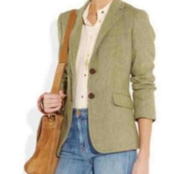 J. Crew Jackets & Blazers - J Crew Hacking Blazer Jacket green herringbone NWT